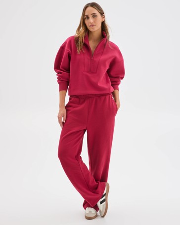 Australian Cotton Blend Straight Leg Fleece Trackpants