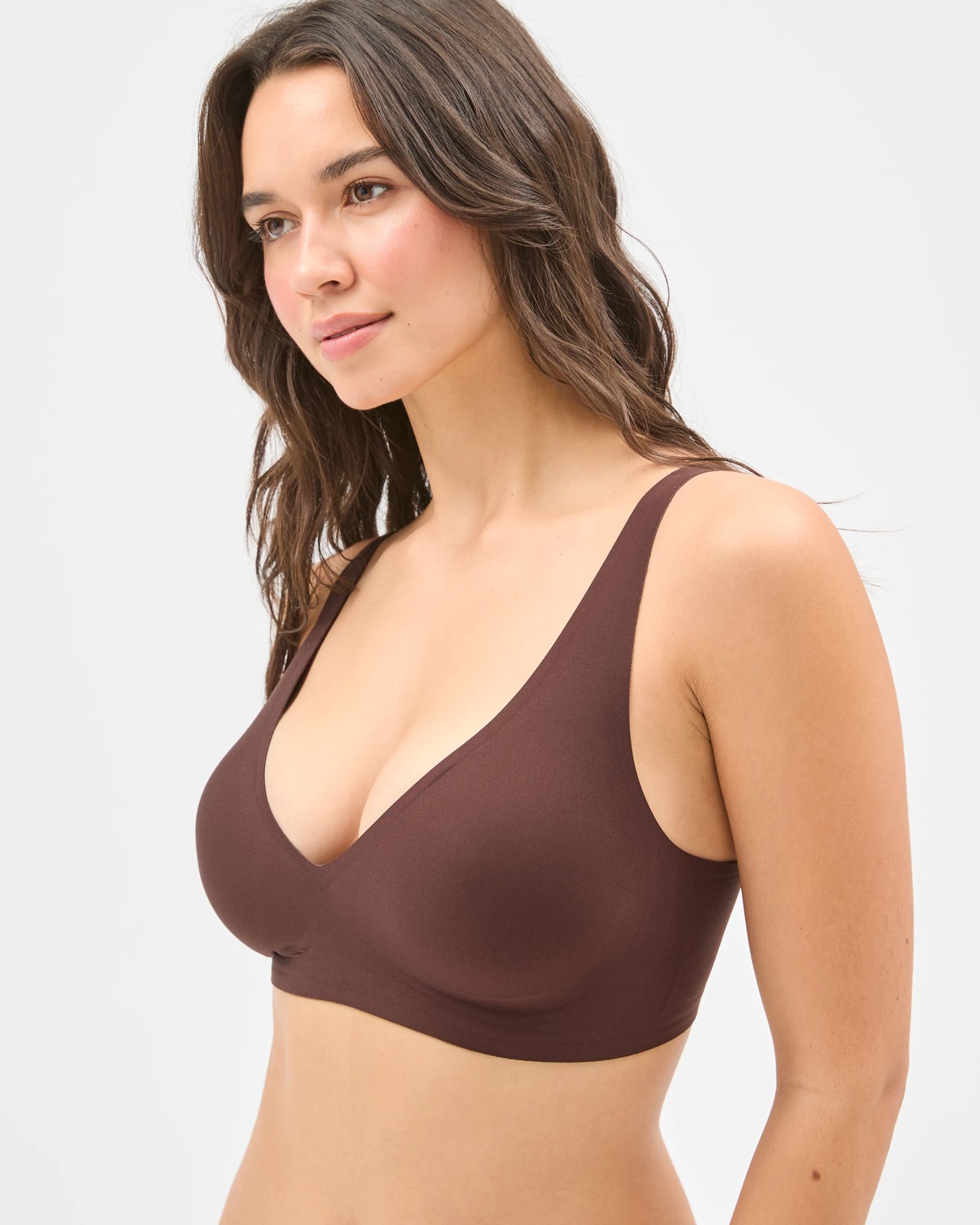 Smooth Moves No Show Bonded Wirefree Crop Bra - Dark Oak 2 of 3