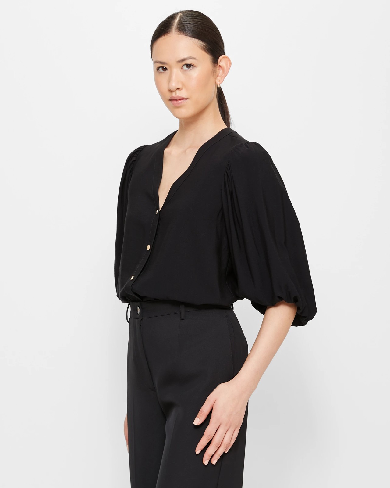 Balloon Sleeve Button Through Blouse - Preview | Target Australia