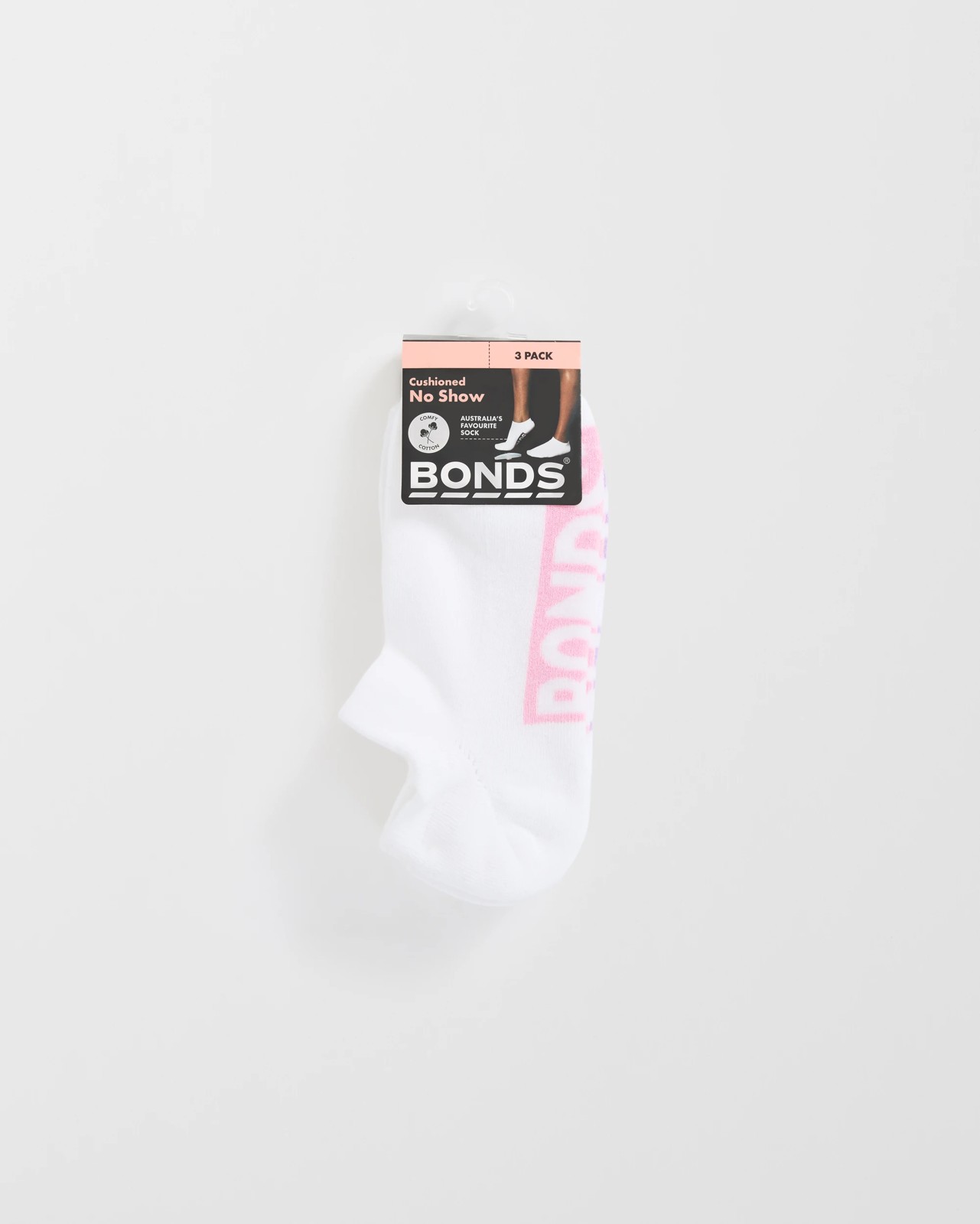 Women's Cotton Blend Logo Cushioned No Show Socks 3 Pack - Bonds - White 3 of 3
