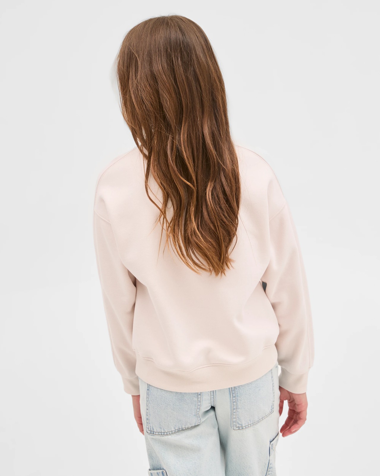 Australian Cotton Blend Long Sleeve Fleece Sweat Top - Pastel Parchment 6 of 6