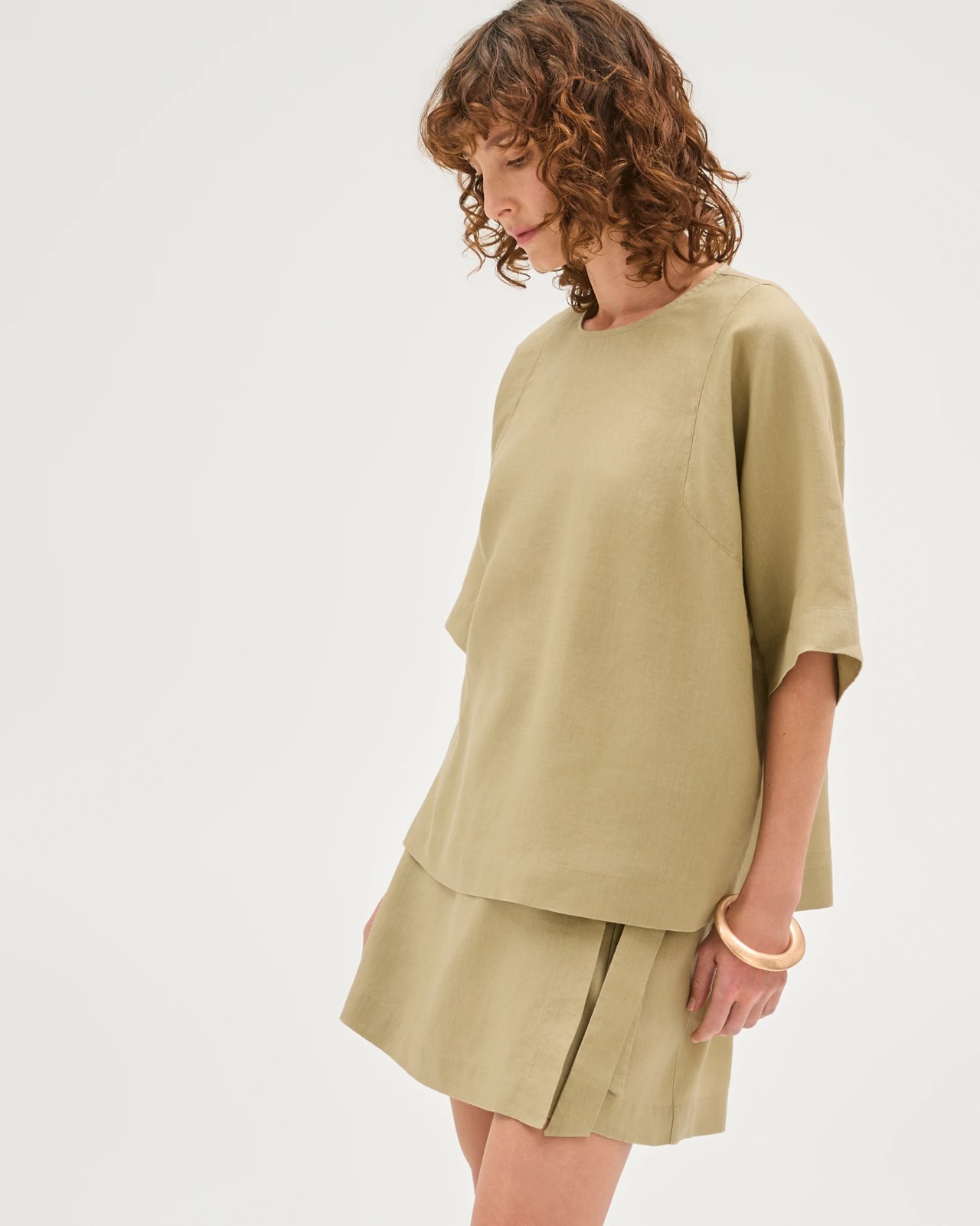 European Linen Mini Skort - Crushed Leaf 4 of 6