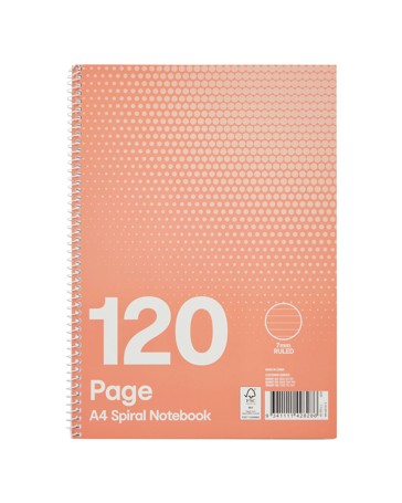 Anko 120 Page A4 Spiral Notebook - Pink