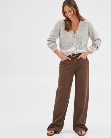 Australian Cotton Blend V-Neck Knit Cardigan