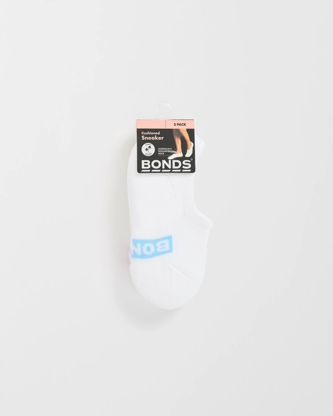 Women's Cotton Blend Cushioned Sneaker Socks 3 Pack - Bonds - White with Blue/Pink/Purple 3 of 3