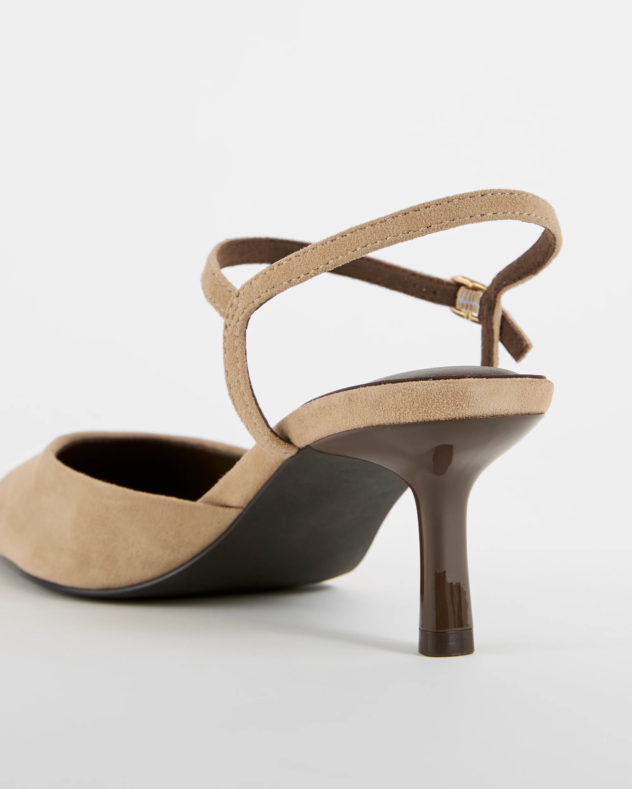 Genuine Suede Leather Point Toe Ankle Strap Heels - Taupe 3 of 3