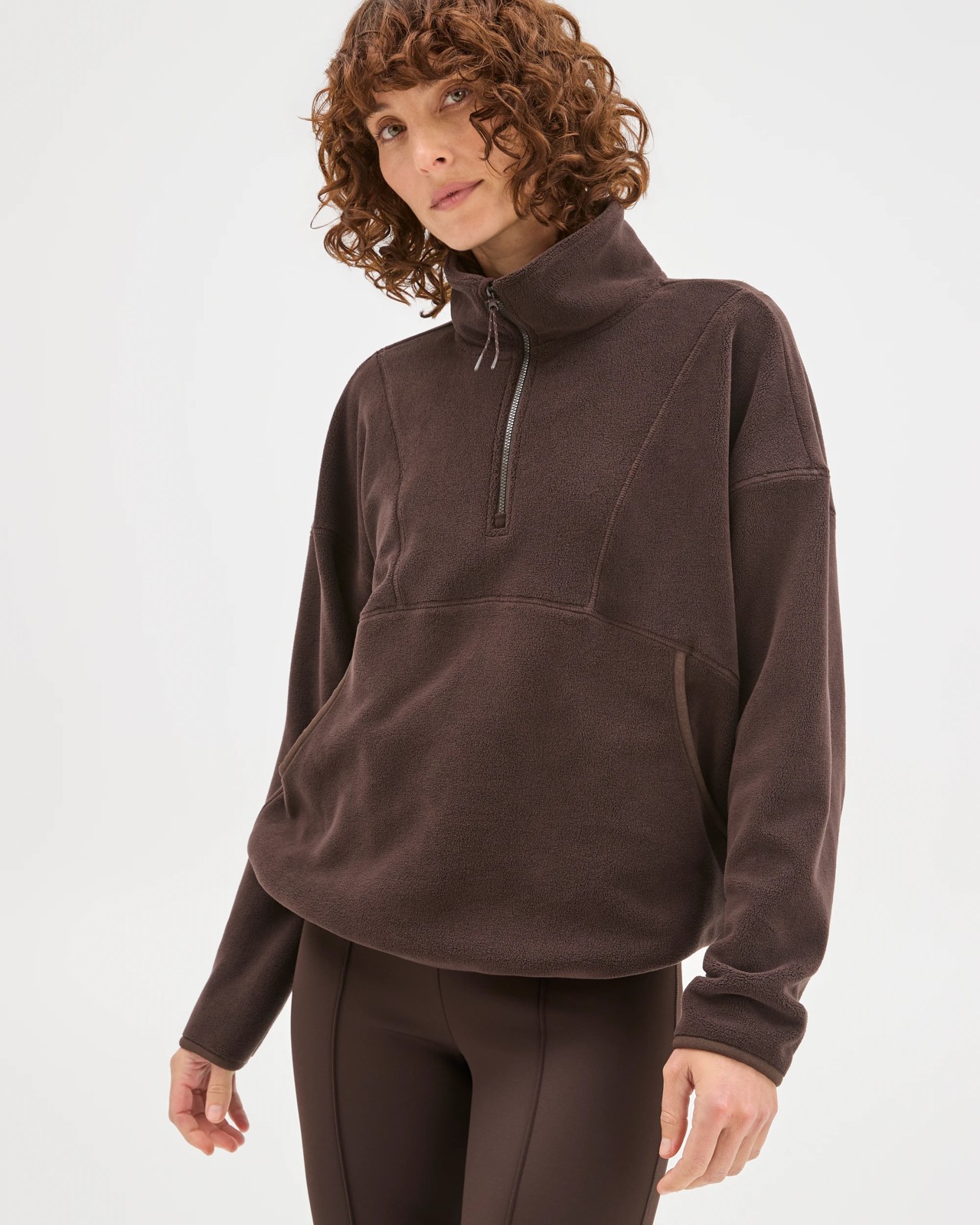 Polar Fleece 1/4 Zip Jumper - Cocoa 4 of 6