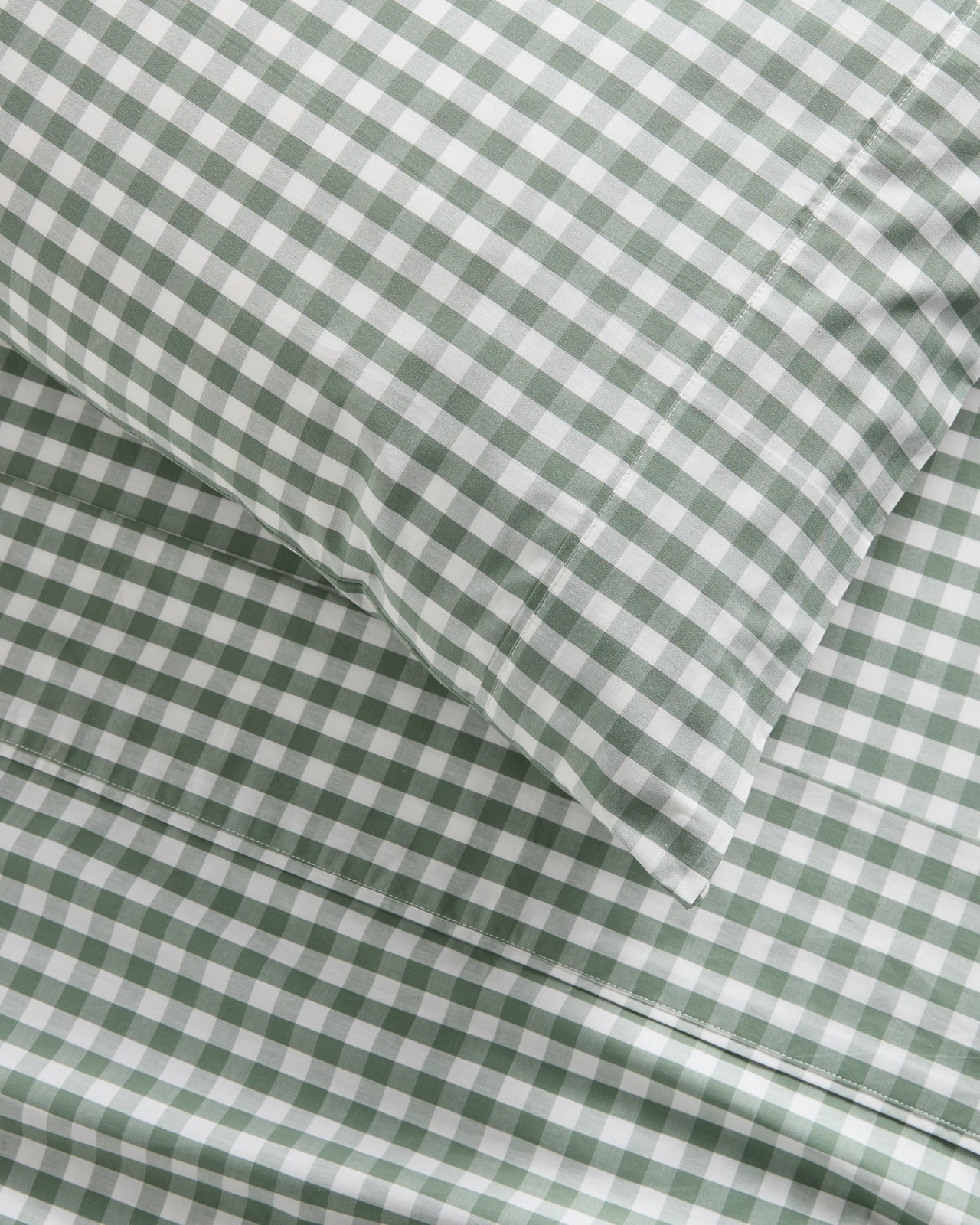 Gingham Australian Cotton Mix & Match Flat Sheet - Agave Green - QB 4 of 4
