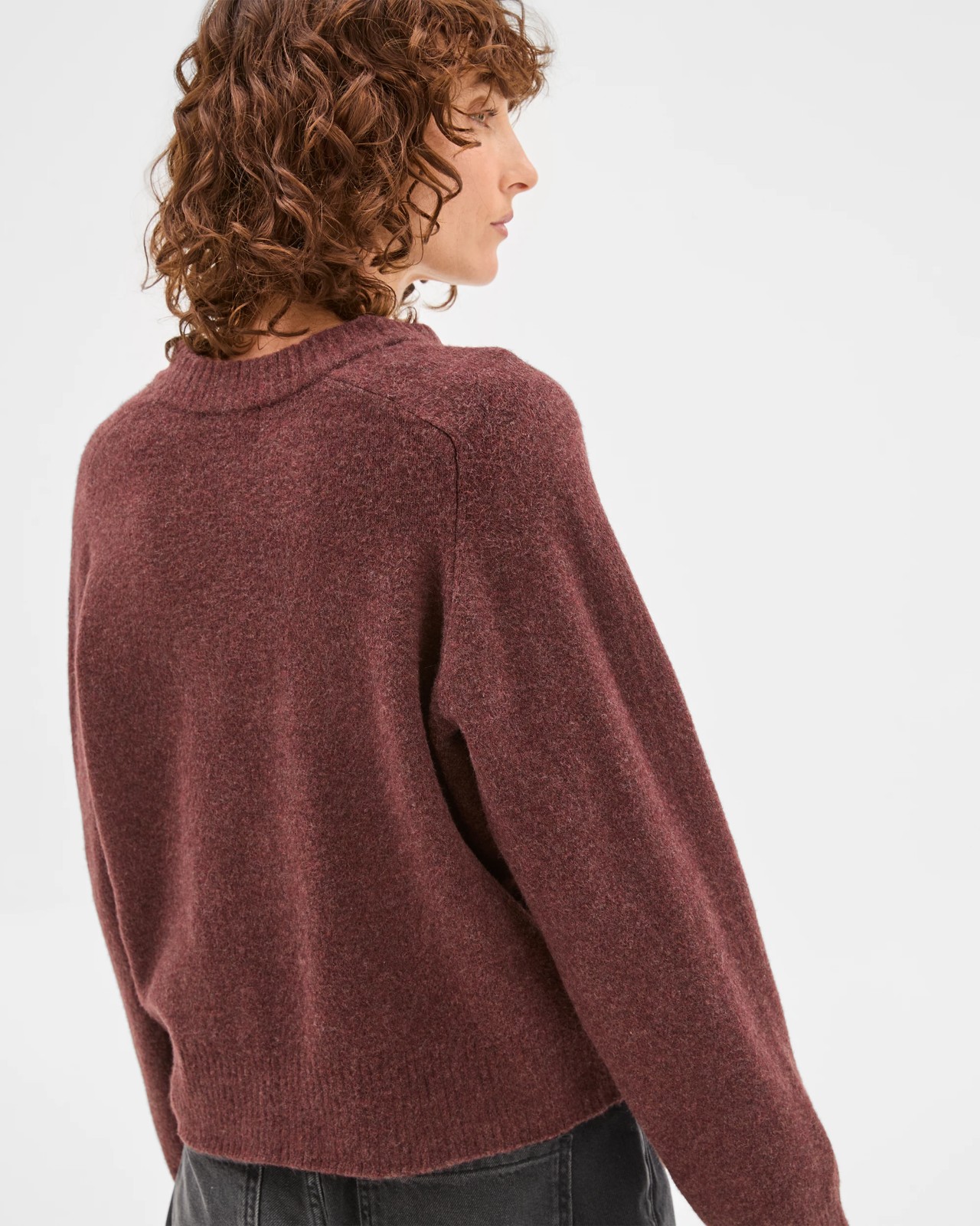 Super Soft High V-Neck Sweater - Burgundy 6 of 6