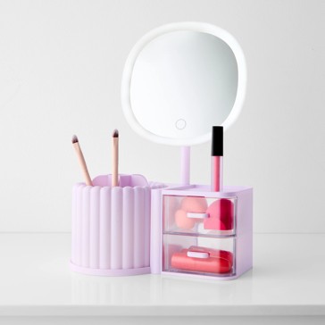 Cosmetic Organiser with Mirror, Lilac - Anko