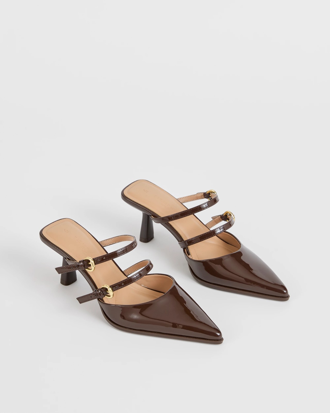 Double Strap High Heel - Nora - Chocolate Patent 2 of 3