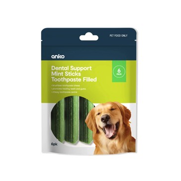 6 Pack Pet Treat Toothpaste Dental Sticks Mint - Anko