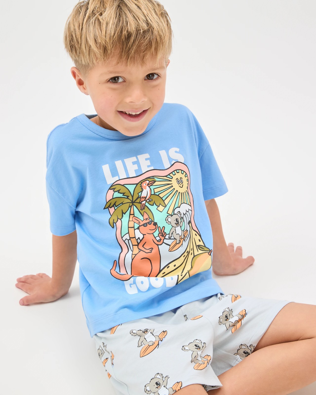 Australian Cotton Younger Boys Oversized Jersey Pyjama Set - Australia Blue 4 of 6