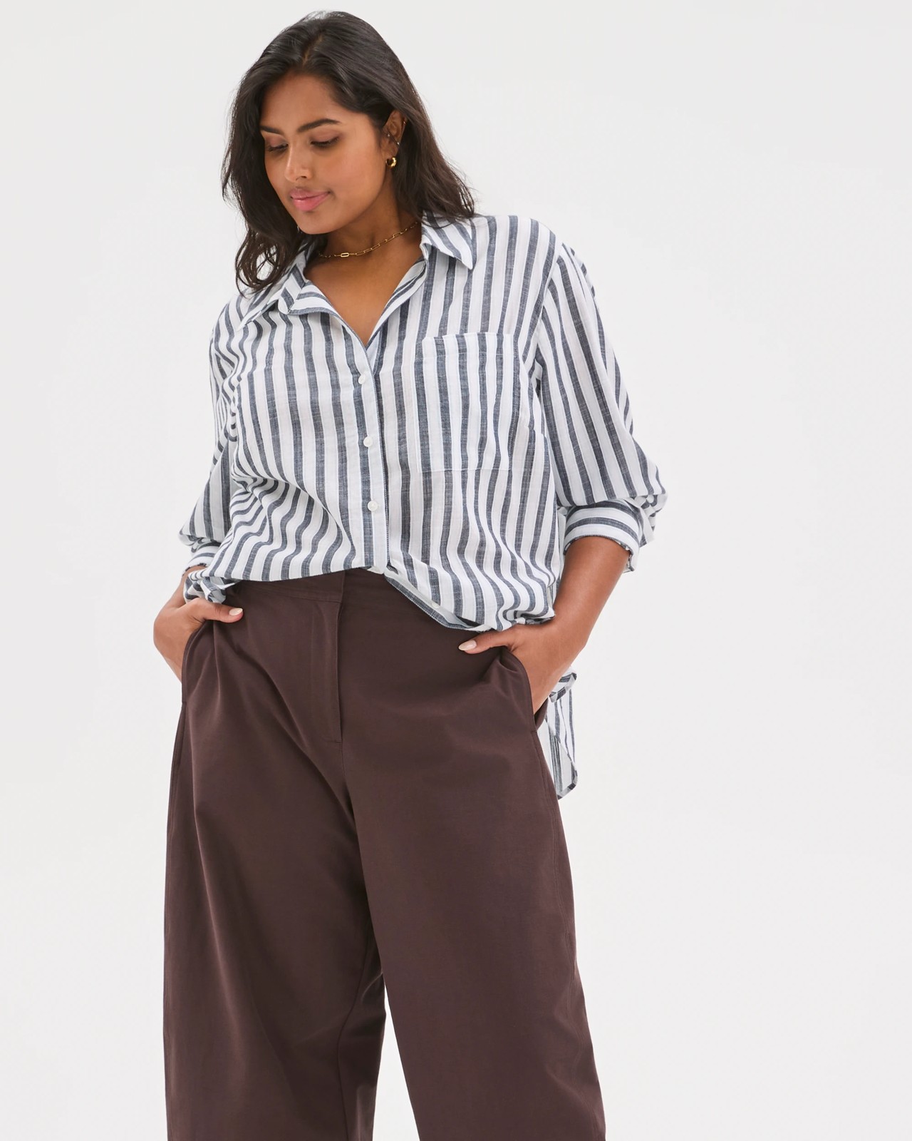 Plus Size Forward Seam Barrel Leg Pants 3 of 5