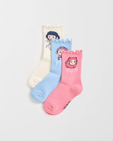 Licensed KPop Demon Hunters 3 Pack Quarter Crew Socks