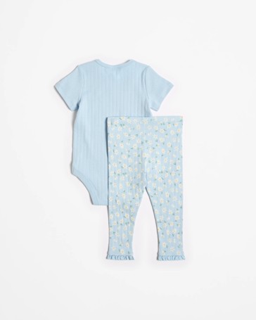 Baby Girls Pointelle Bodysuit and Leggings 2 Piece Set - Daisy