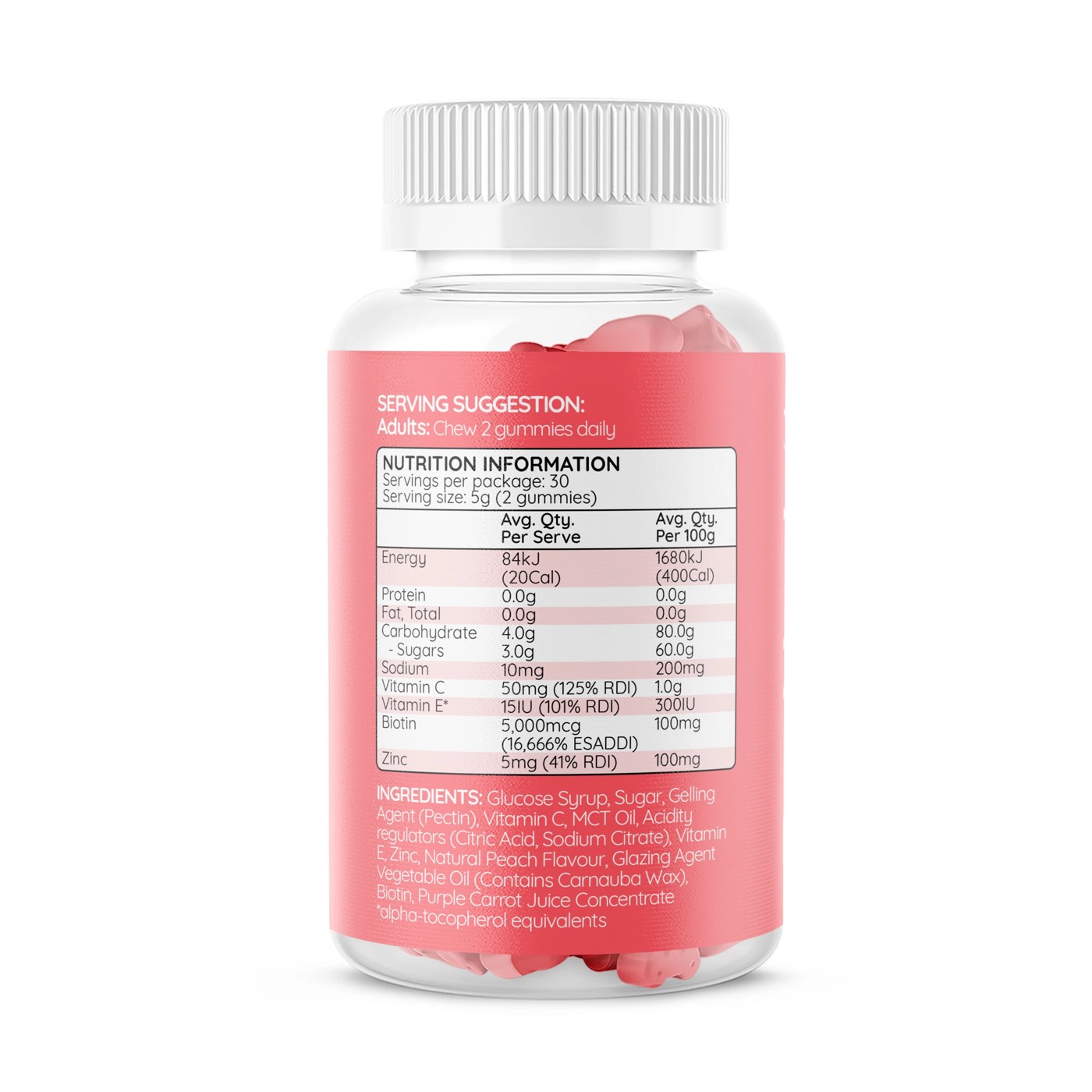 60 Pack Haircarebear Hair Skin Nails Gummies 150g 2 of 3