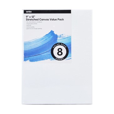 8 Piece 9in. x 12in. Stretched Canvas Value Pack - Anko