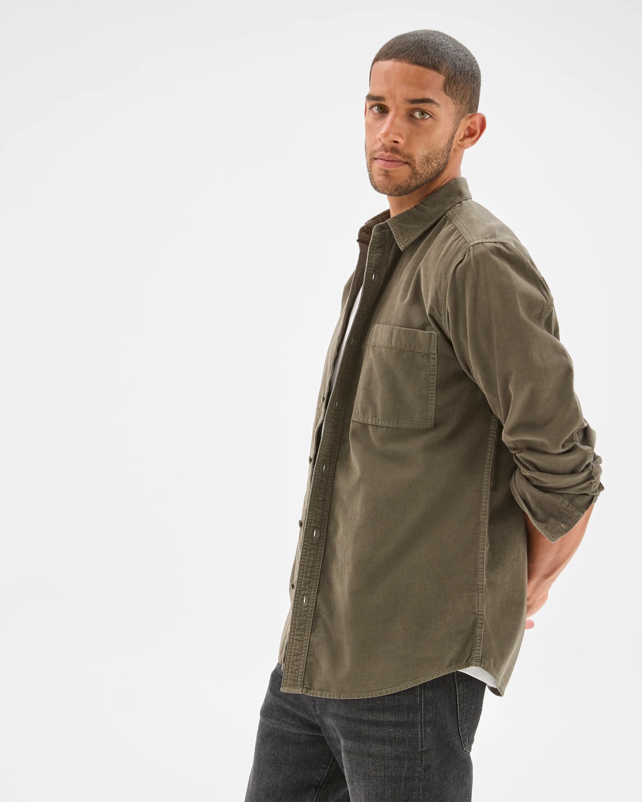 Australian Cotton Corduroy Shirt - Dark Olive 4 of 6