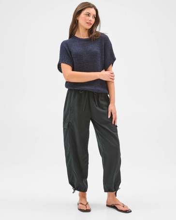 Petites Australian Cotton Blend Tape Yarn Knit T-Shirt
