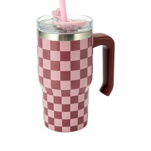 Anko 600ml Burgundy Check Tumbler with Handle product image