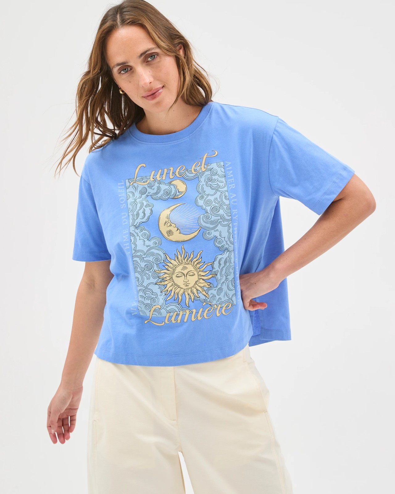 Australian Cotton Boxy Print T-Shirt - Blue Lune 4 of 6