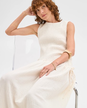 Resort Australian Cotton Asymmetrical Maxi Dress