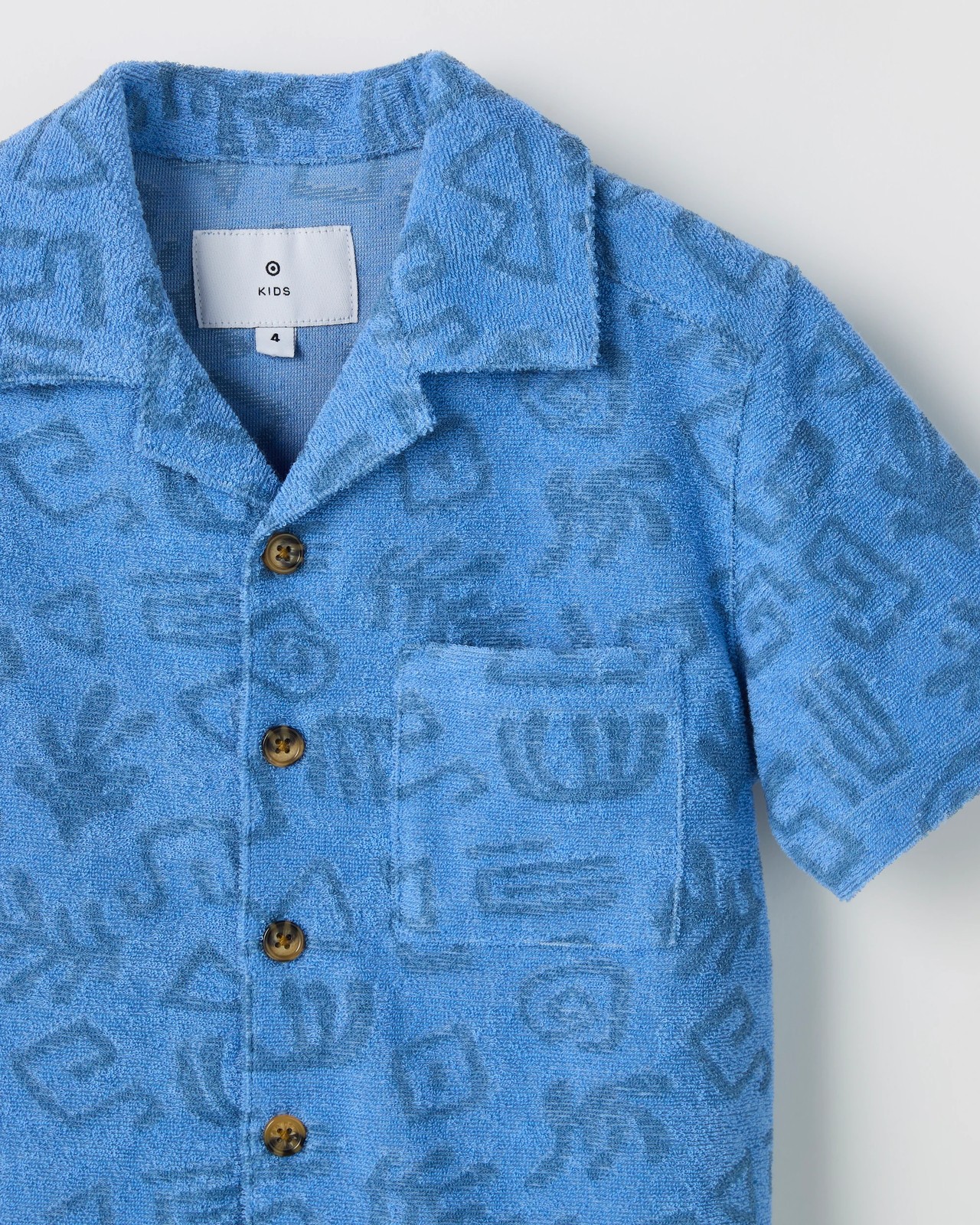 Australian Cotton Blend Short Sleeve Terry Shirt - Blue 6 of 6