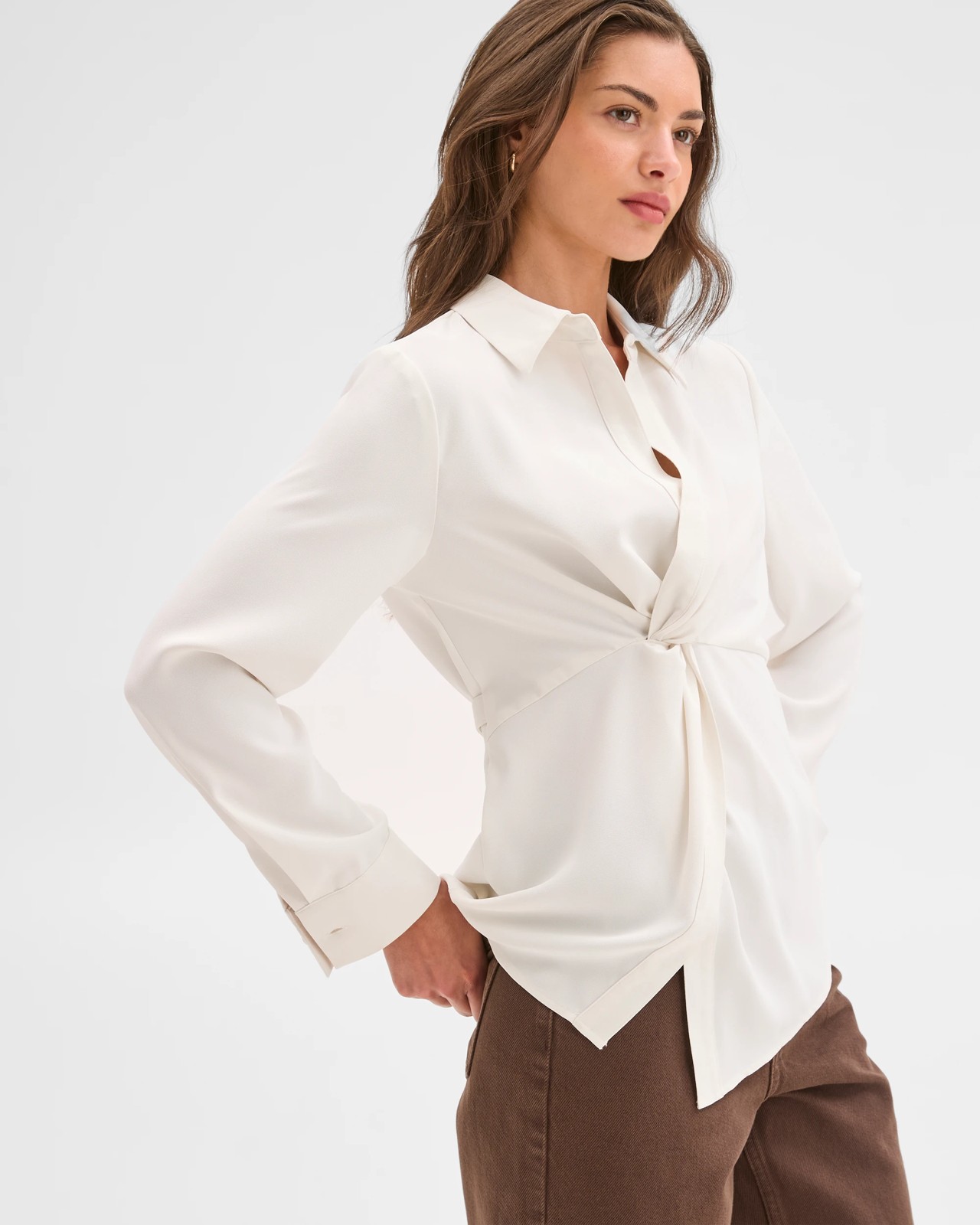 Petites Gathered Front Shirt 4 of 5