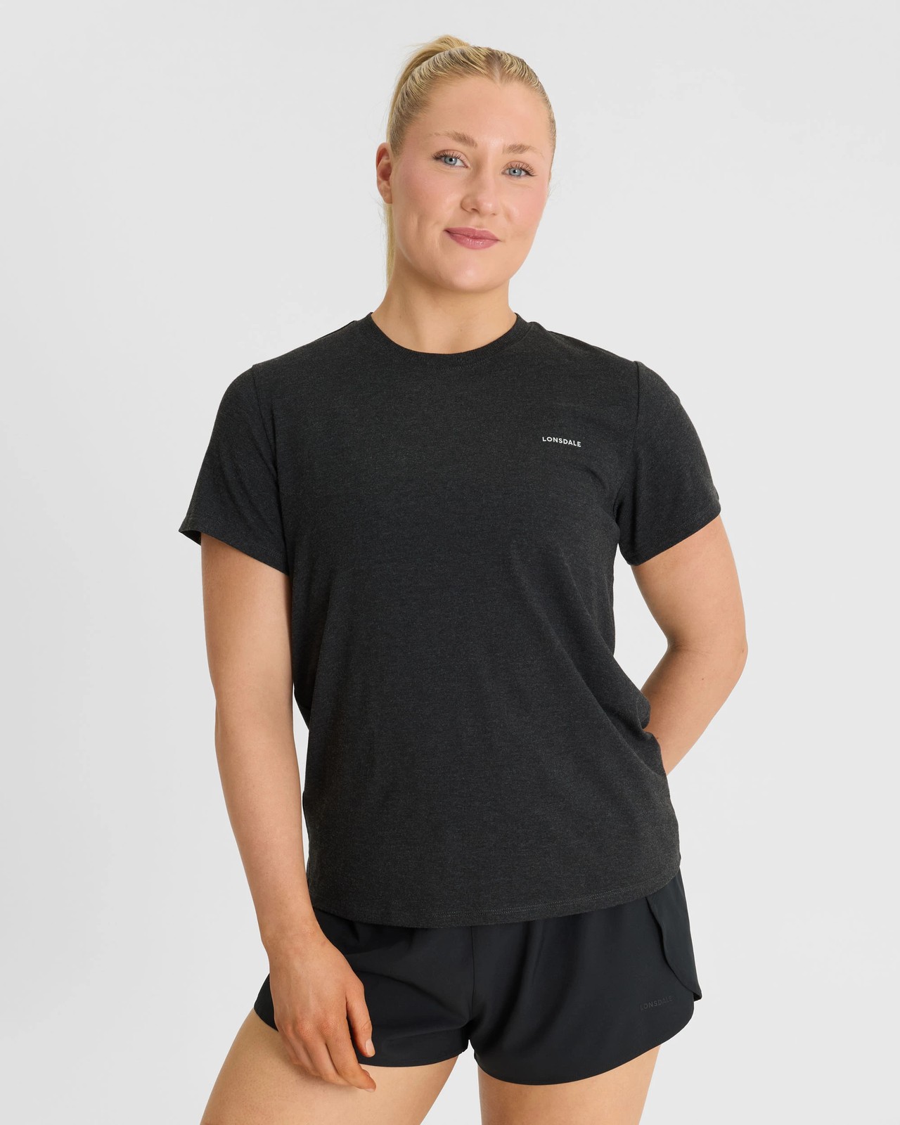 Lonsdale London Stride T-Shirt - Black Marle 4 of 5