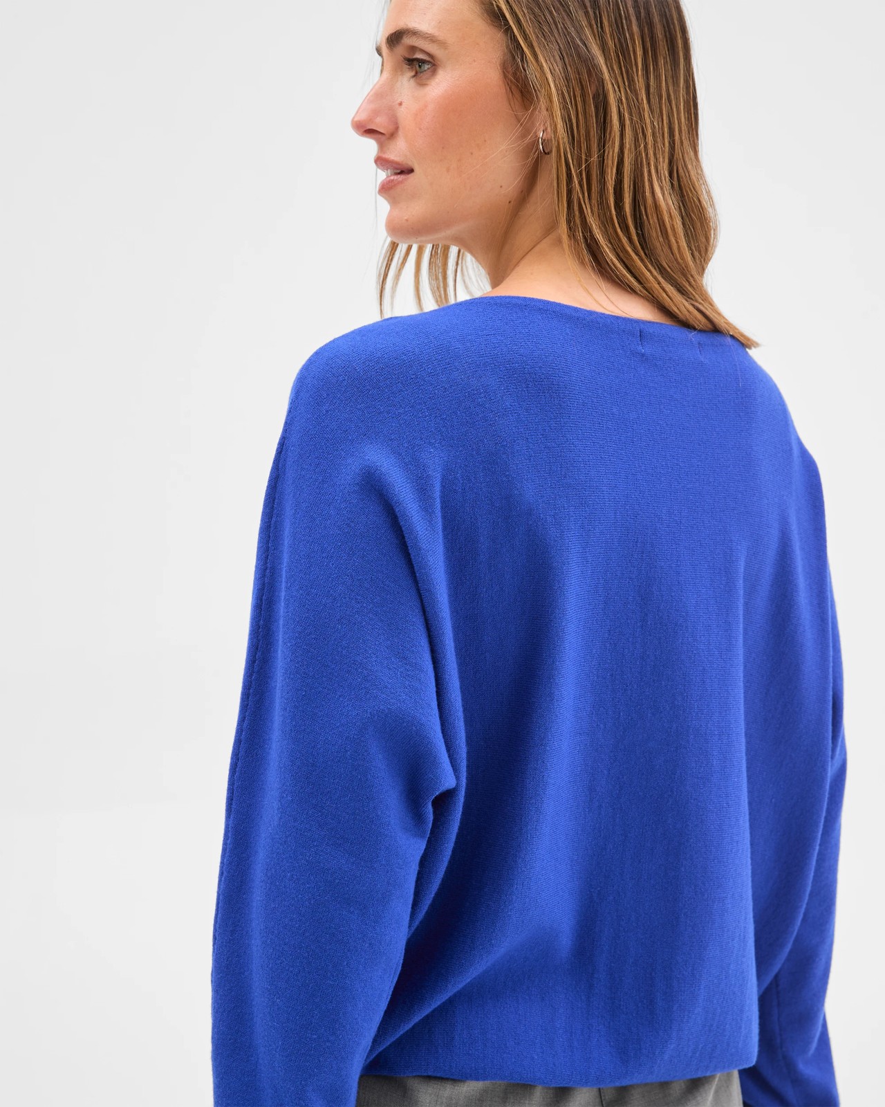 Preview Dolman Sleeve Boat Neck Knit Jumper - Cobalt 2 of 4