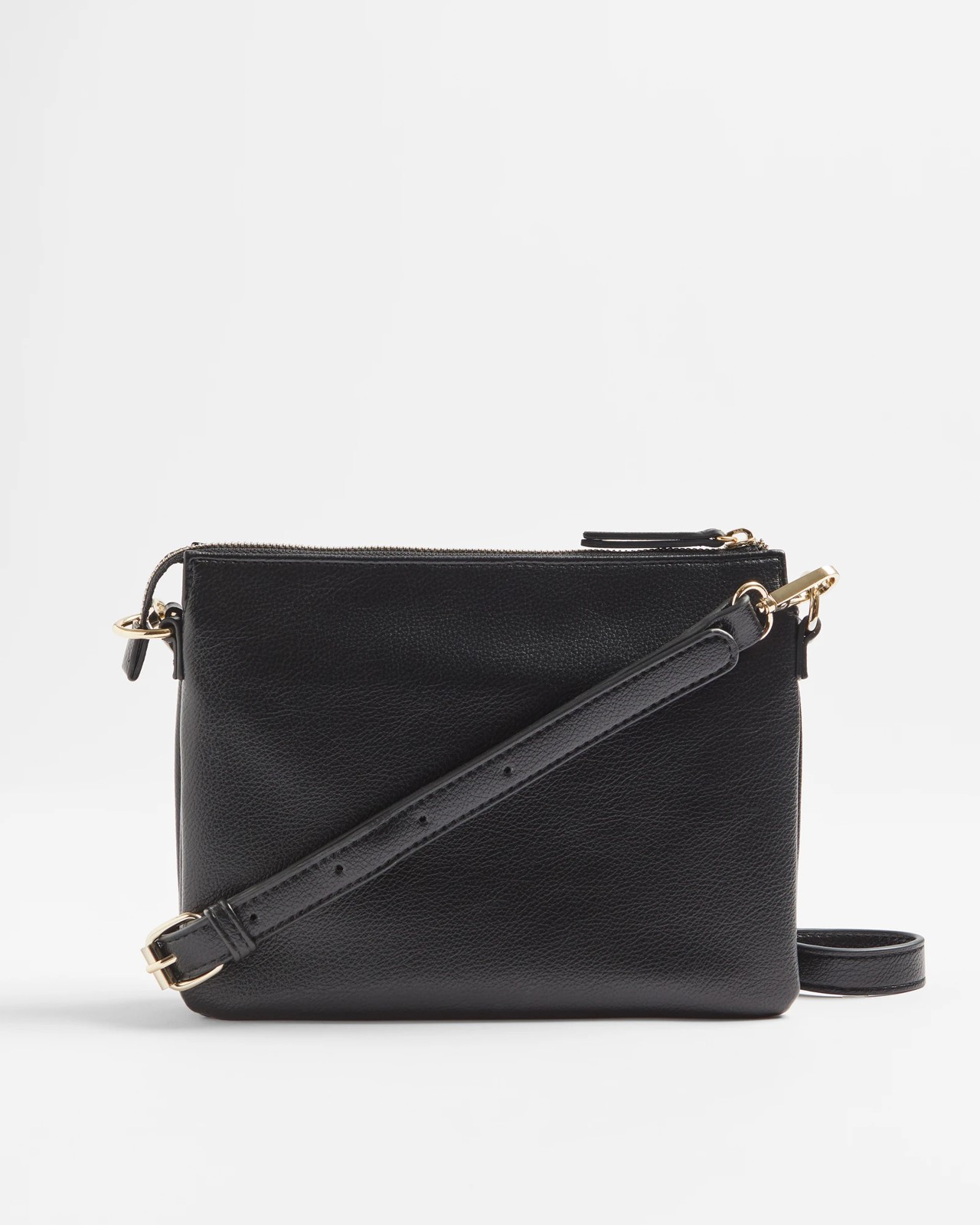 Tri Pocket Crossbody Bag - Black