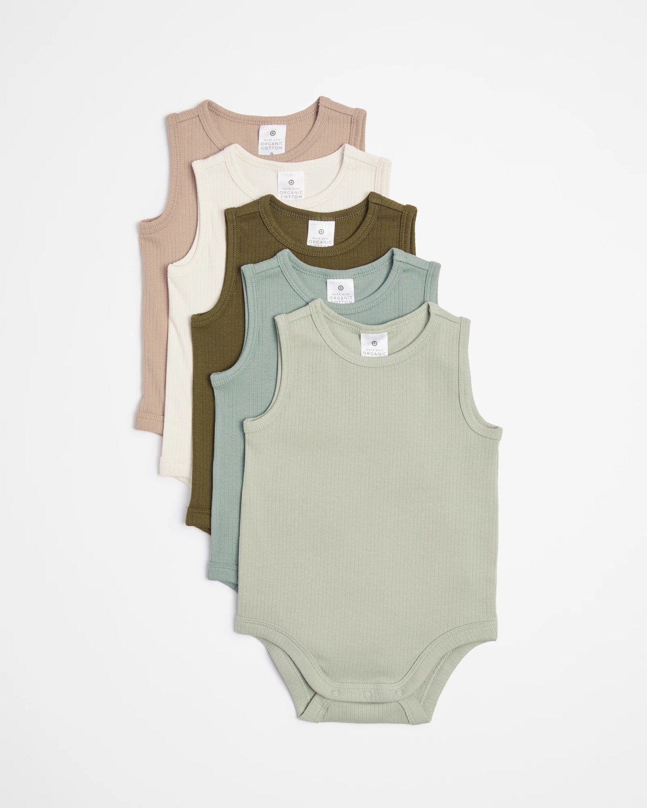 3 Pack Baby Organic Cotton Sleeveless Bodysuits