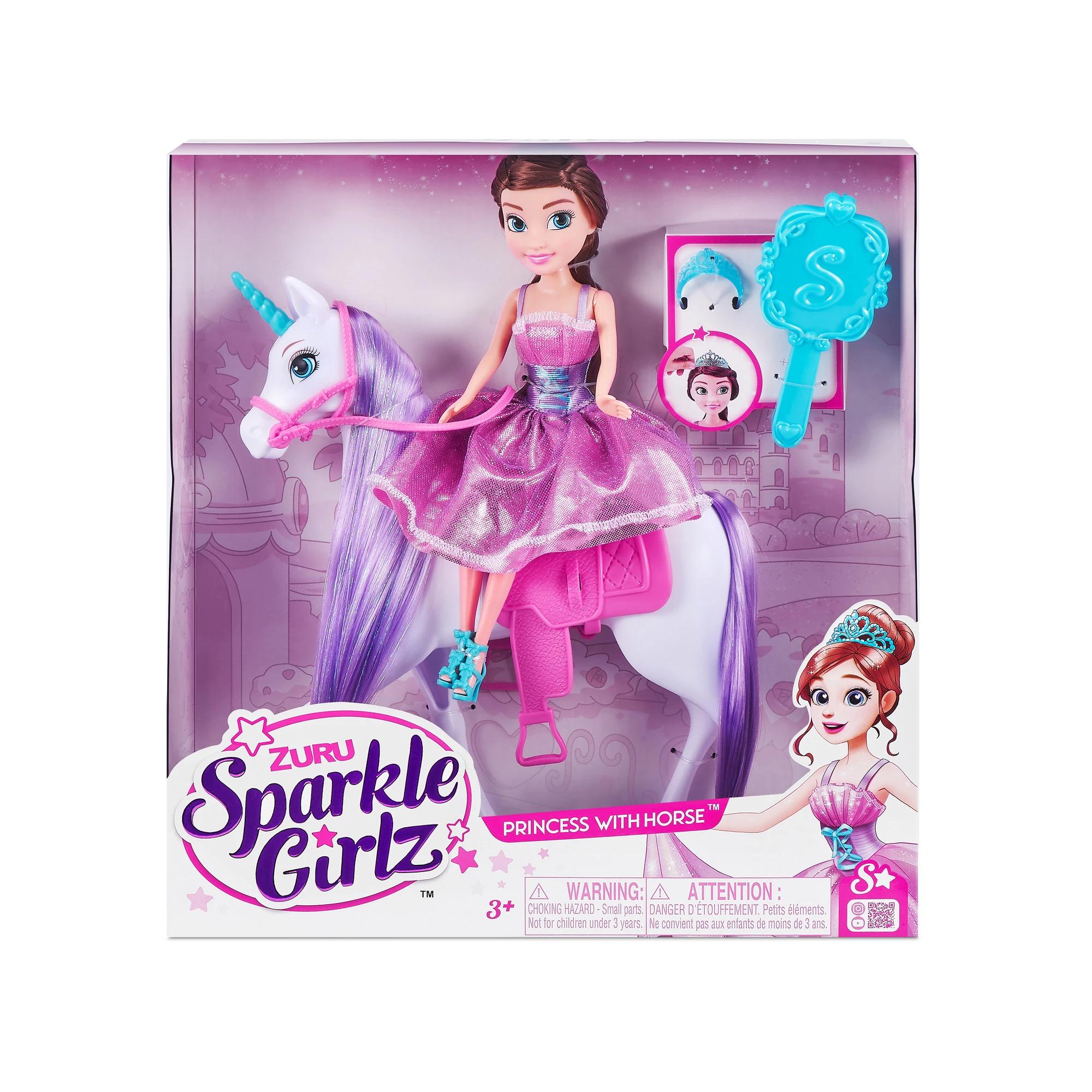 Sparkle Girlz Unicorn 4-Pack By ZURU - Poseable Figures With Glitter Hair & Movable Legs For Girls 3+