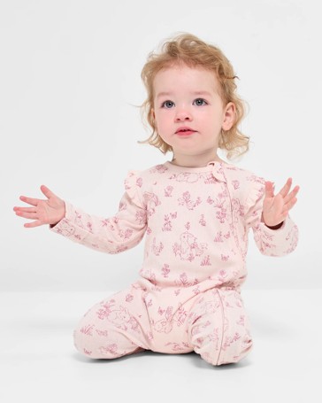 Baby Organic Cotton Pointelle Zip Coverall - Bunny
