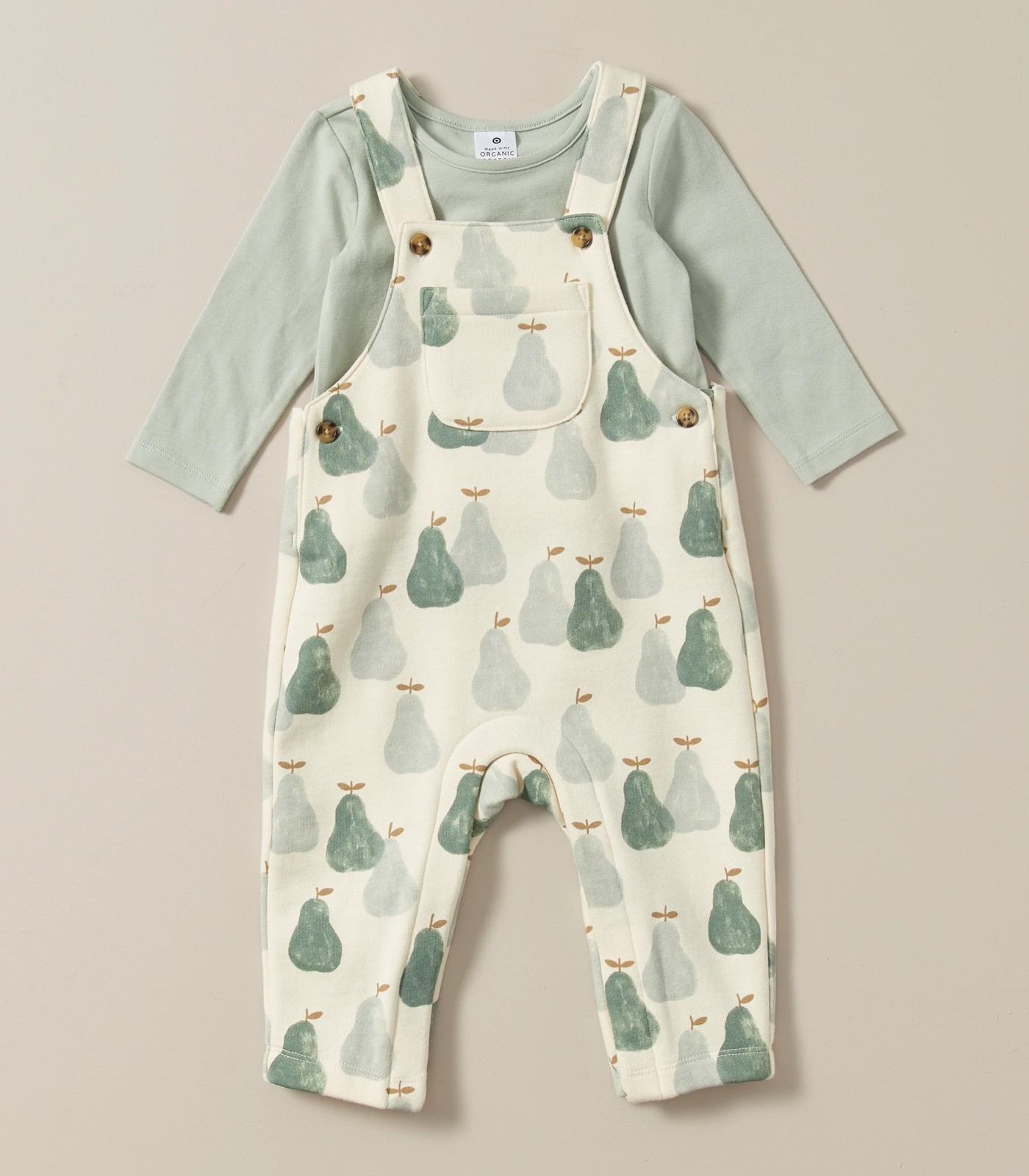 2 Piece Baby Organic Cotton Fleece Overall and Top Set 2 of 6