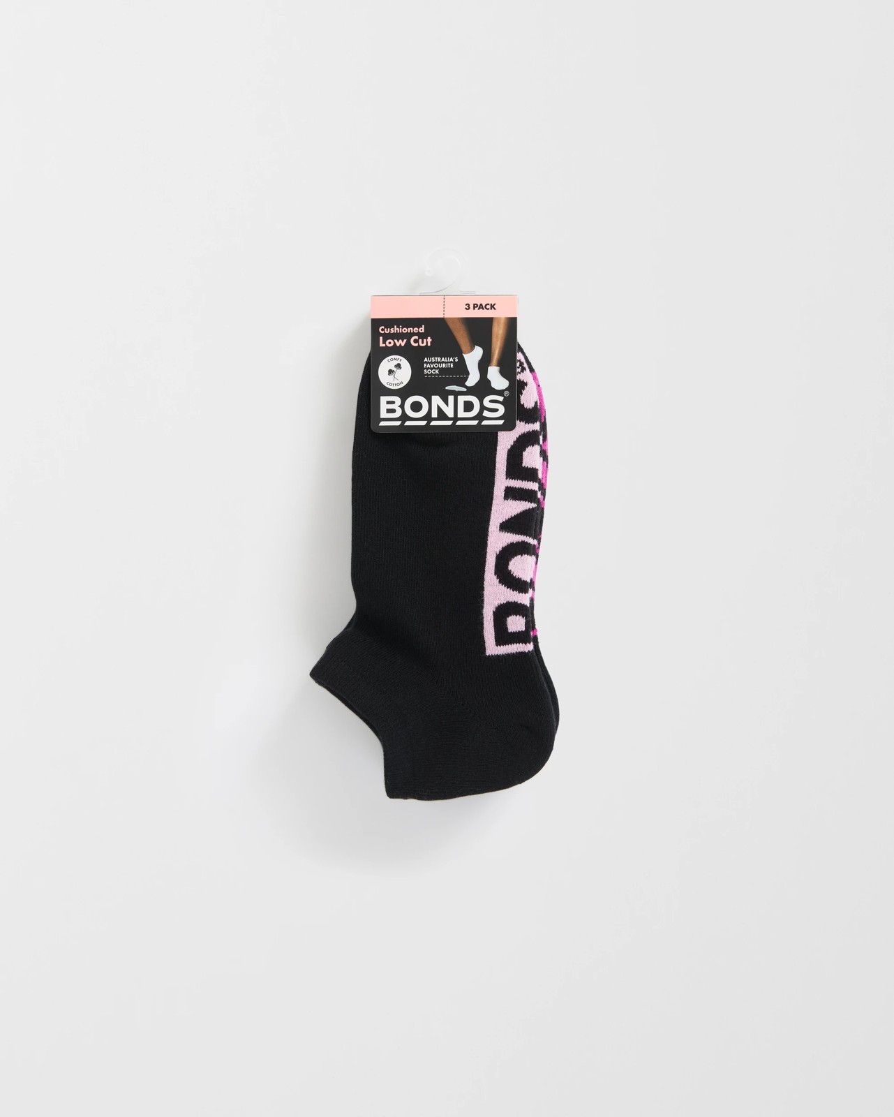 Women's Cotton Blend Cushioned Quarter Crew Socks 3 Pack - Bonds - Black 3 of 3