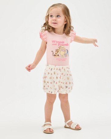 Disney Licensed Organic Cotton Baby Bodysuit and Shorts Set