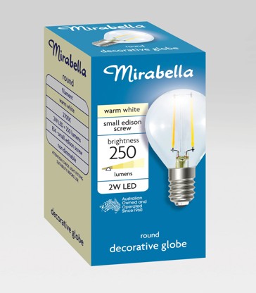 Mirabella Round LED 2W E14 Small Edison Screw Light Bulb