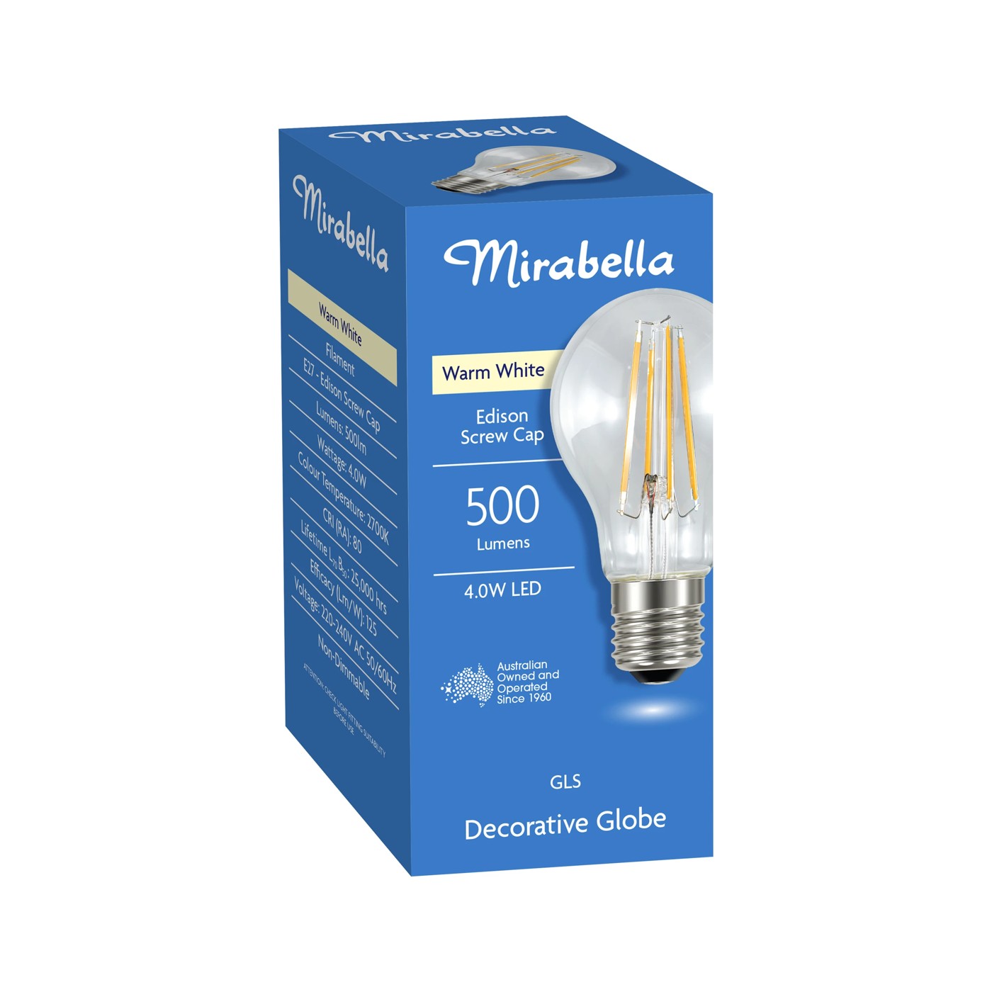 4W LED Filament Warm White GLS Globe - Mirabella 5 of 5
