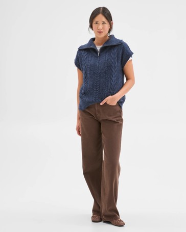 Lightweight Lofty Cable Knit Vest