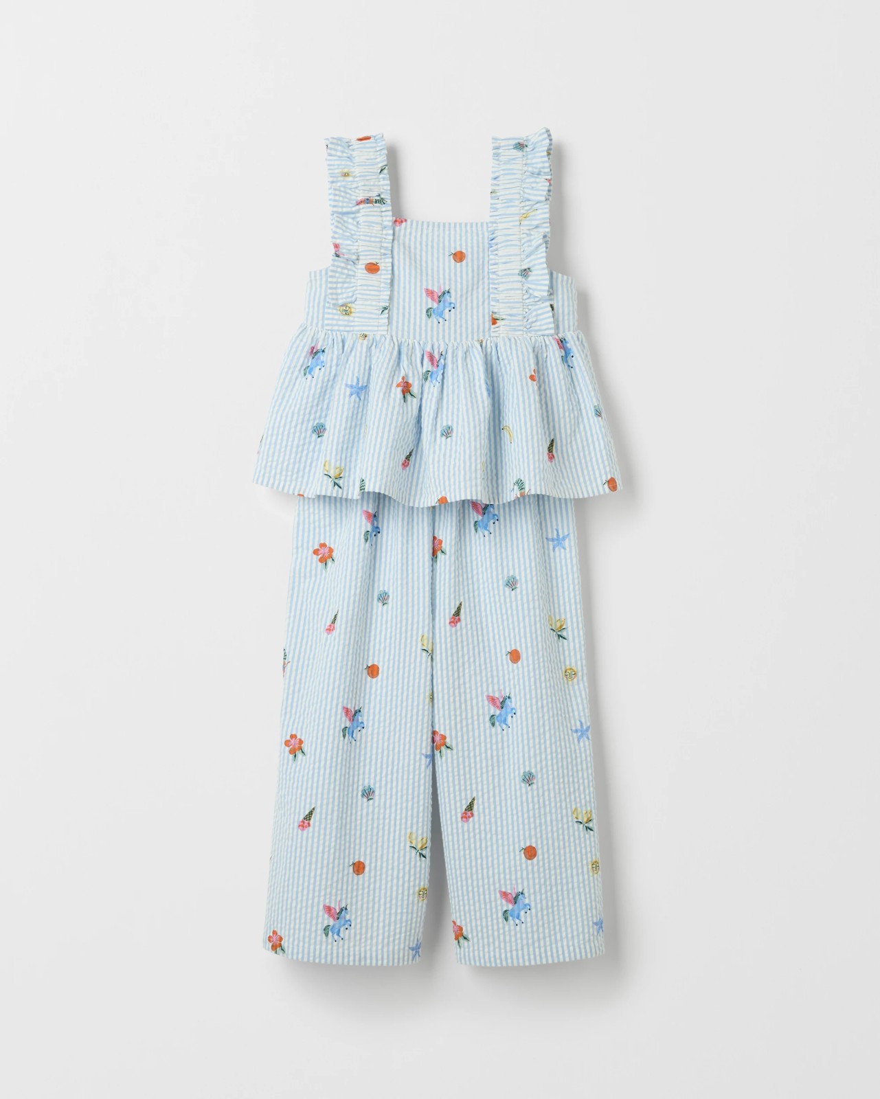 Fashion Woven Top and Pants 2 Piece Set - Blue + White 6 of 6