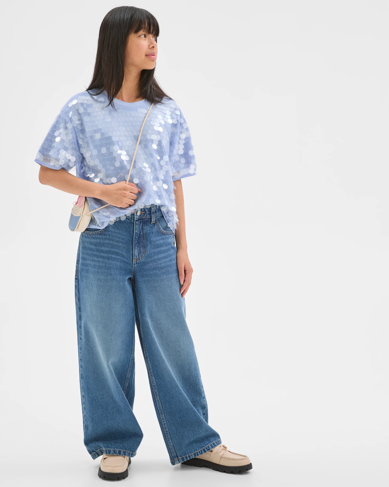 Sequin Short Sleeve T-Shirt - Blue 2 of 6
