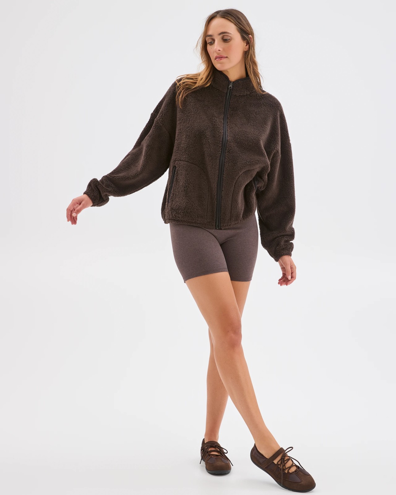 Active Sherpa Zip Through Jacket - Cocoa 6 of 6