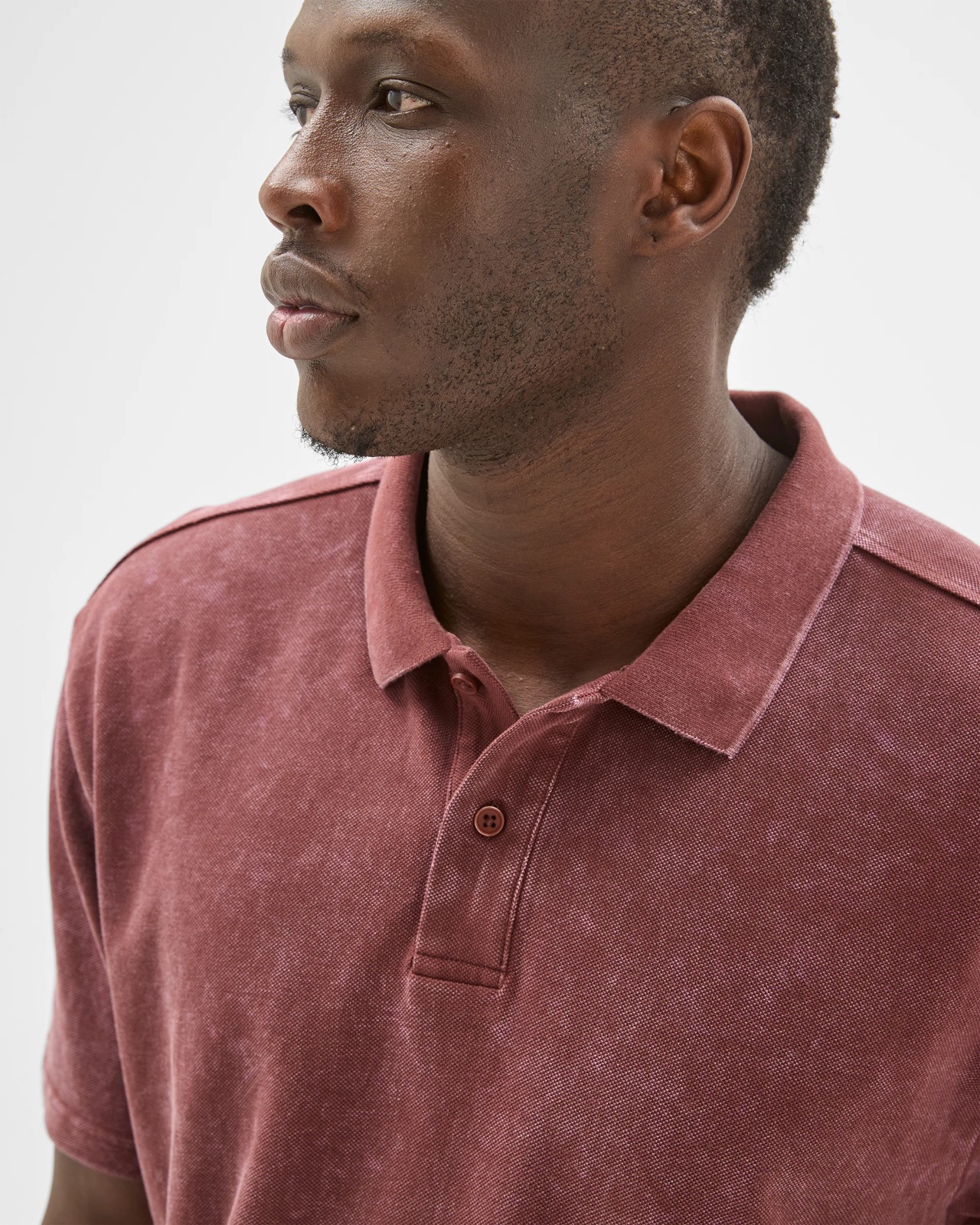 Commons Australian Cotton Overdyed Pique Polo Top - Rust Wash 5 of 6