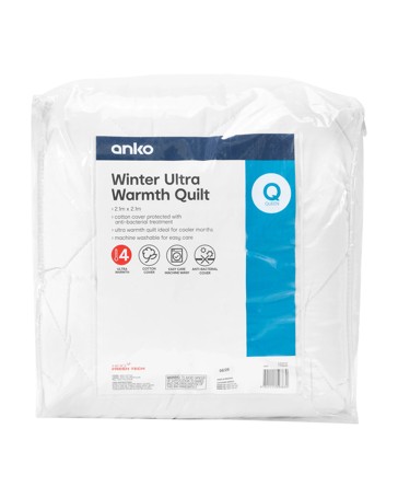Anko Winter Ultra Warmth Quilt - Queen Bed - White