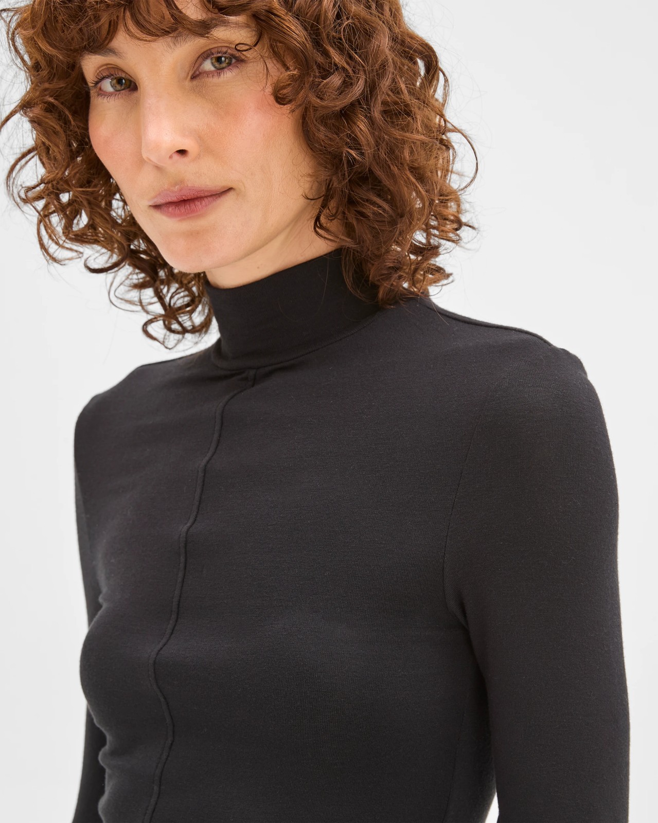 Preview Long Sleeve Luxe Layering Knit Skivvy Top - Black 5 of 6