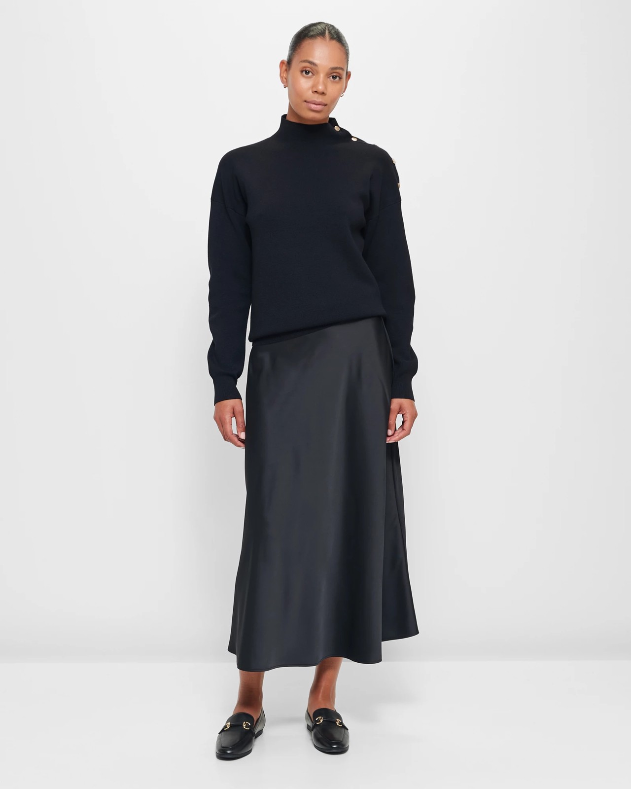 Mock Neck Button Detail Jumper - Preview | Target Australia