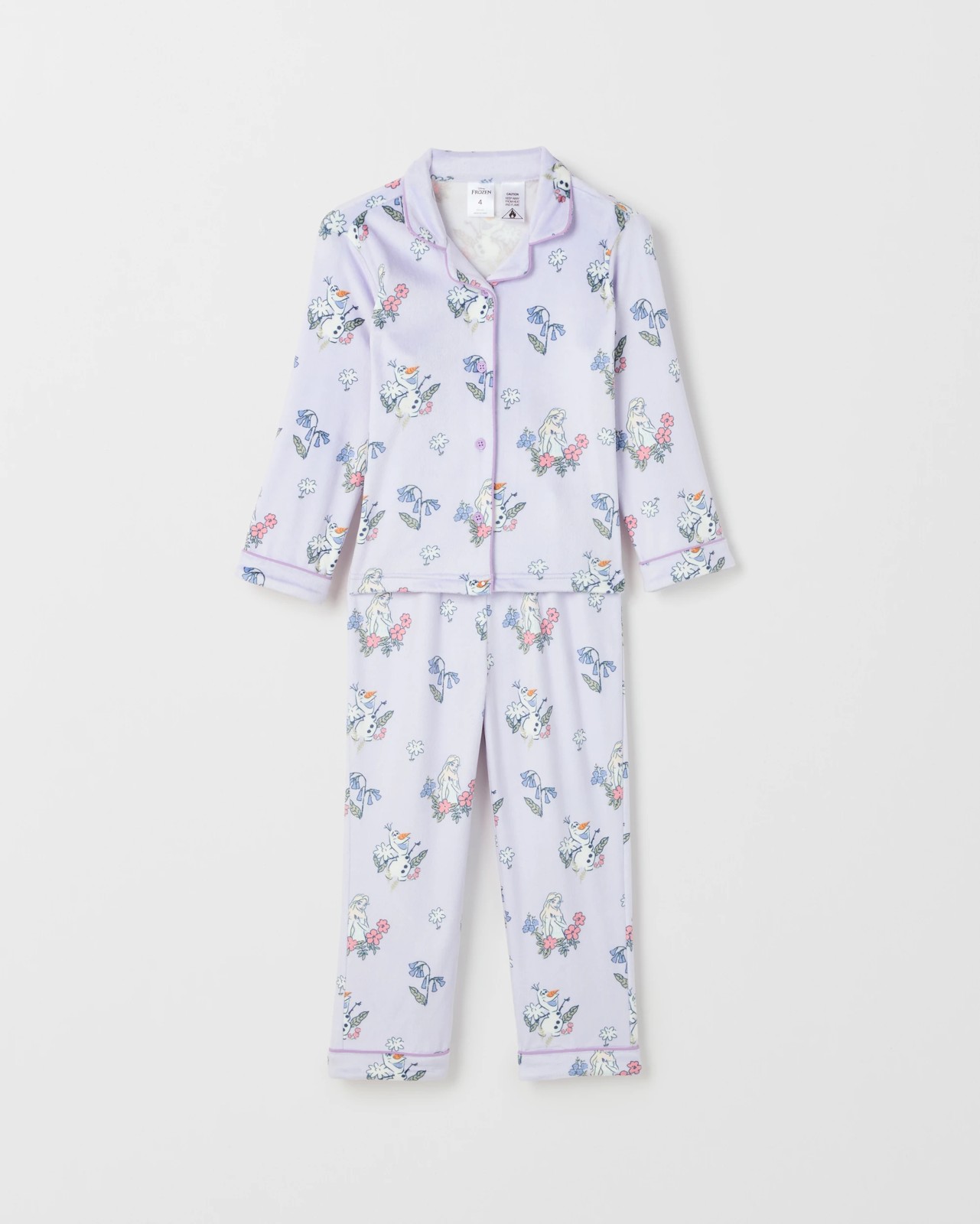 Disney Frozen Younger Girls Button Through Fleece Pyjama Set 5 of 5