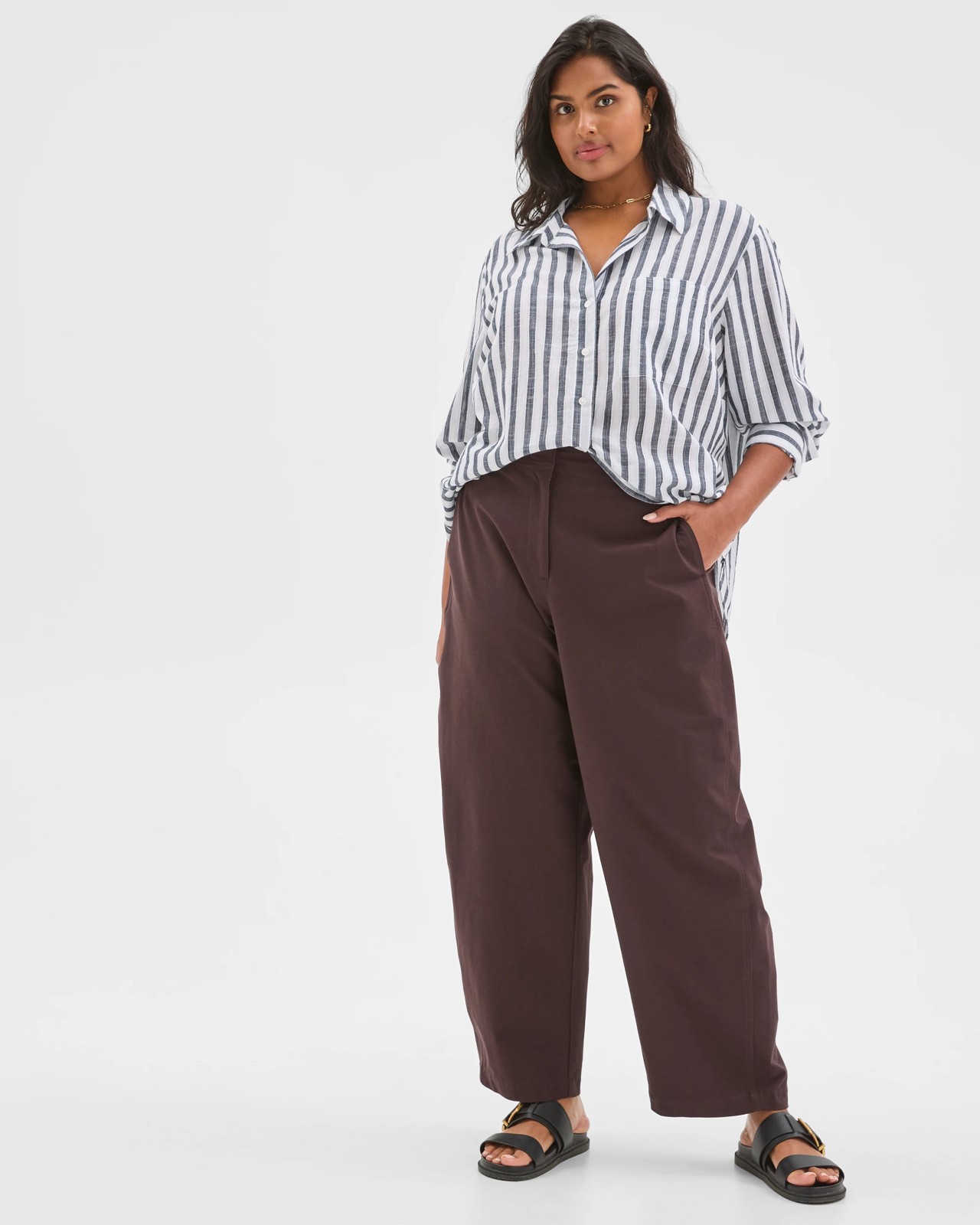 Plus Size Forward Seam Barrel Leg Pants 2 of 5
